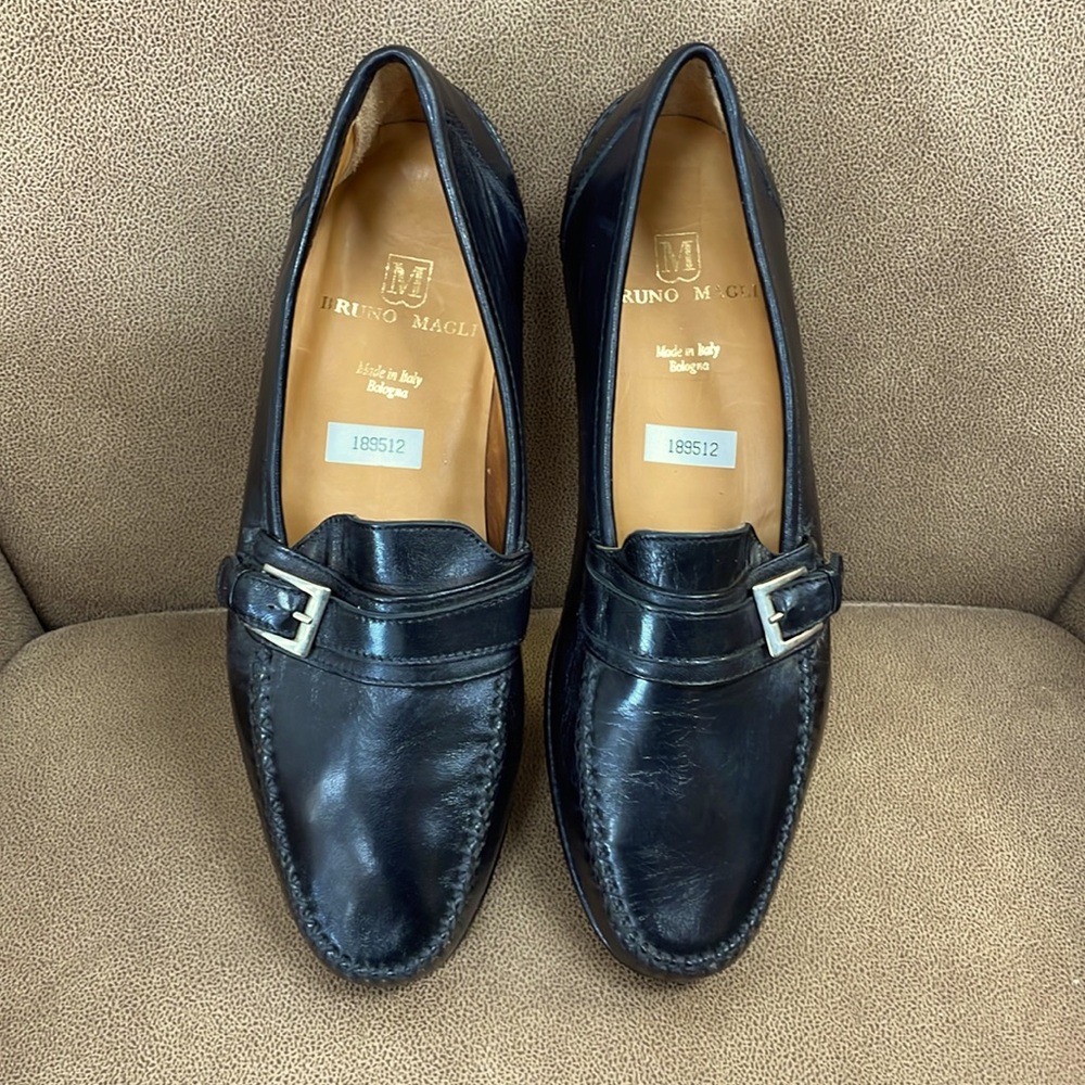 BRUNO MAGLI BUCKLE LOAFERS COLOR BLACK SIZE 10M STYLE “BAHAMA” MADE IN ITALY